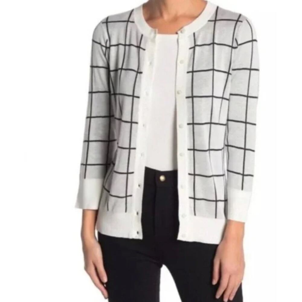 Nwt Halogen Windowpane Button Front Cardigan Small - image 1
